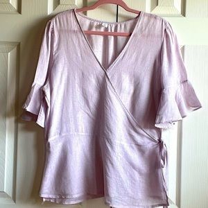 𝅺🌟old Navy Lilac Linen Wrap Side Tie Top - Sz XL Tall